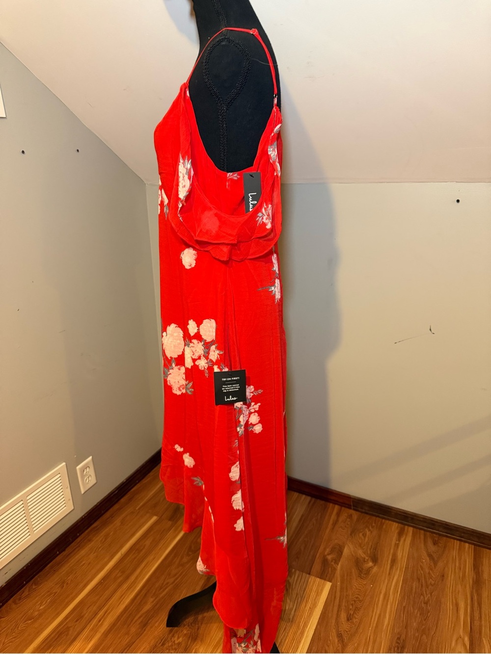 Lulu's Red Floral Ruffle High-Low Maxi Dress - Picture 2 of 9